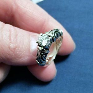 🆕️ Vintage Art Deco Solitaire Sterling Silver Ring 925 Size 8